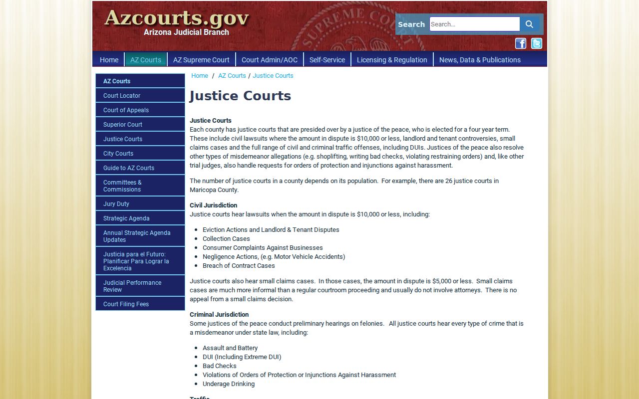 Coconino County court docket Arizona Justice Courts source