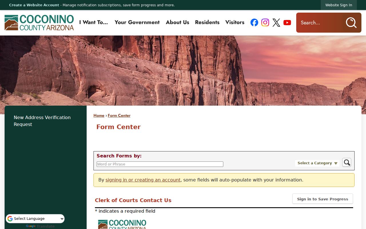 Coconino County civil court docket clerk contact form