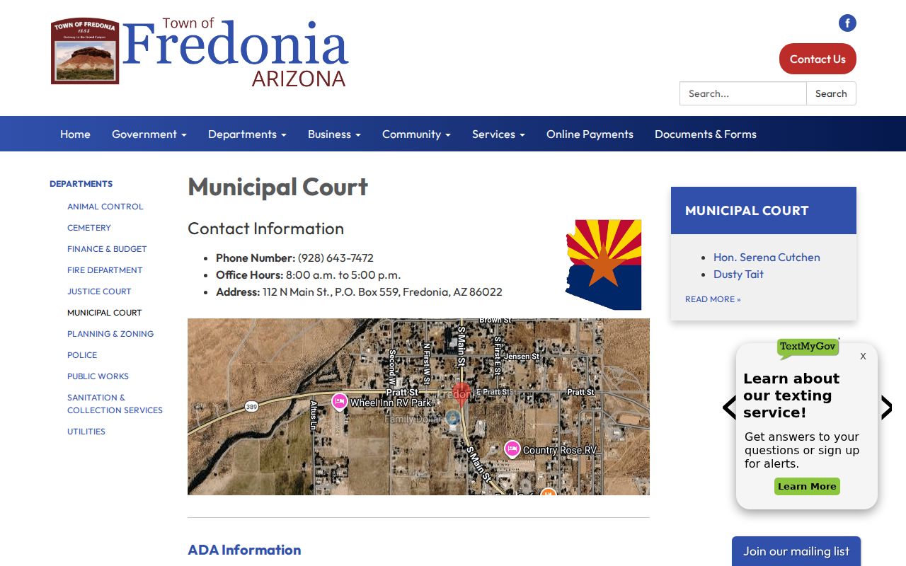 Fredonia Municipal Court records information