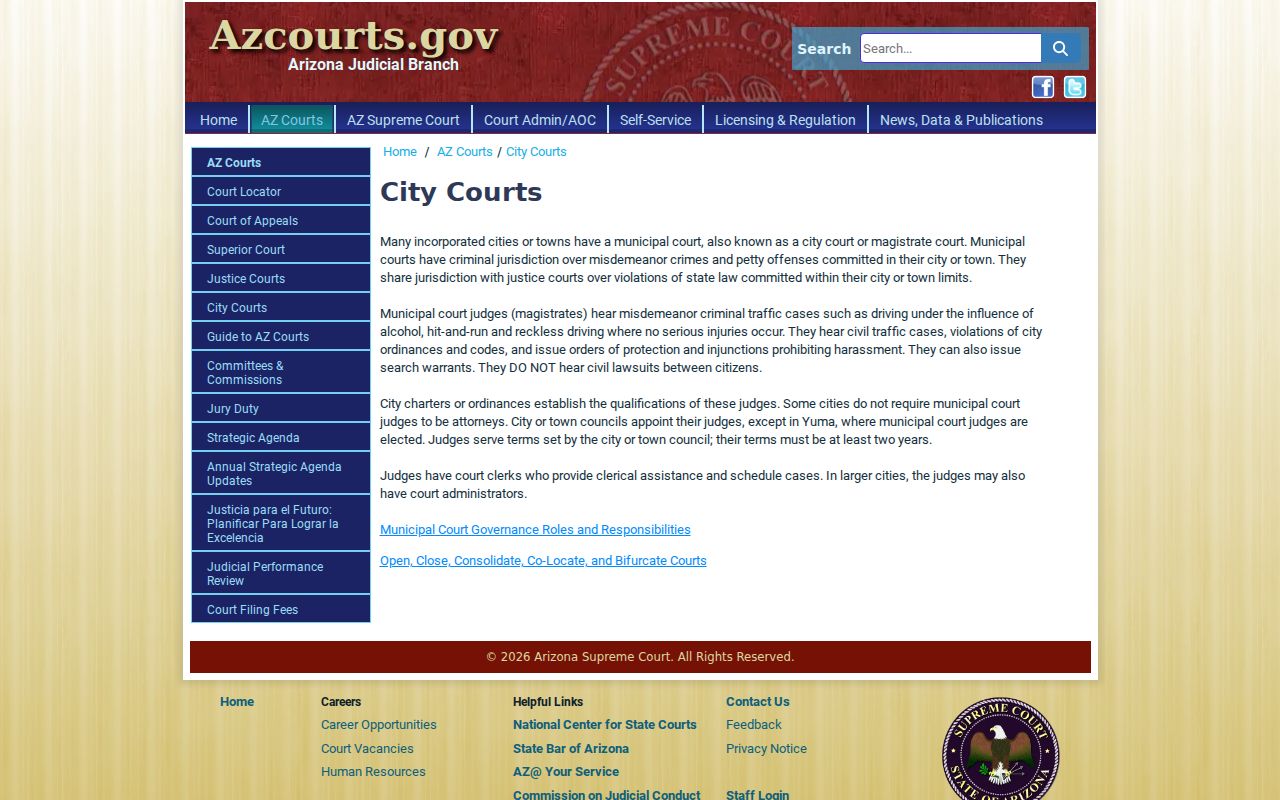 Page Municipal Court records within Arizona city courts