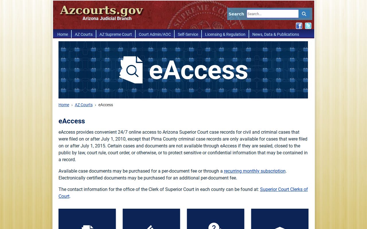 Coconino County docket search eAccess overview